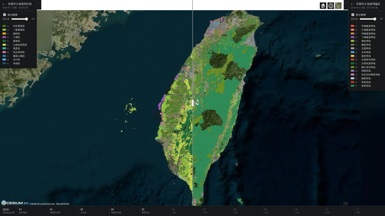 土地使用分區對照網站:非都市土地使用分區與國土功能分區左右對照